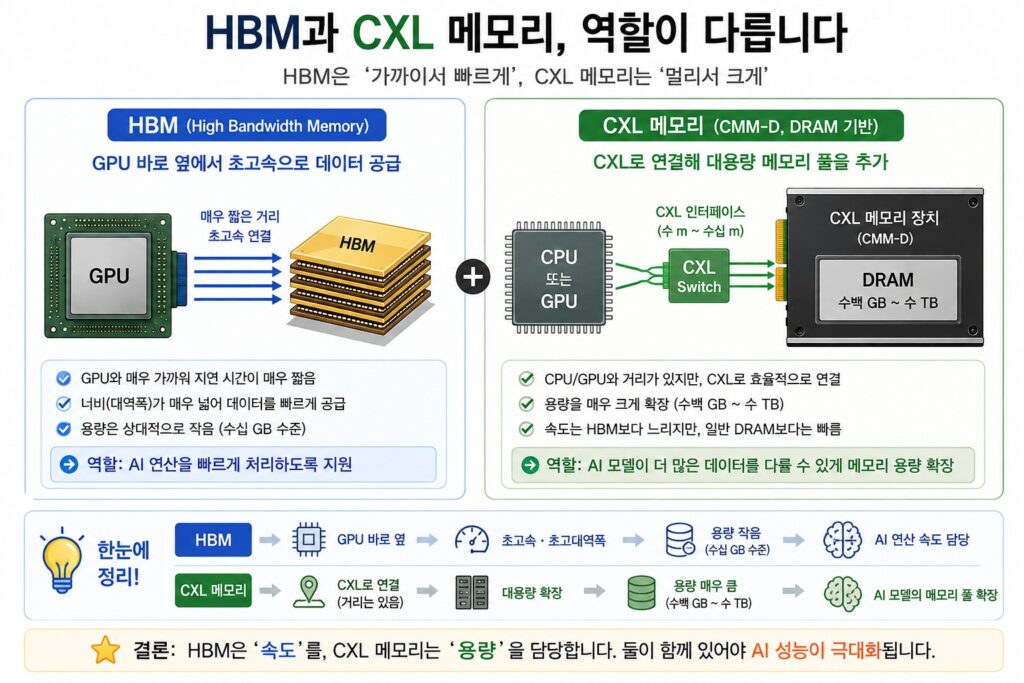 HBM과 CXL 메모리의 역할 차이