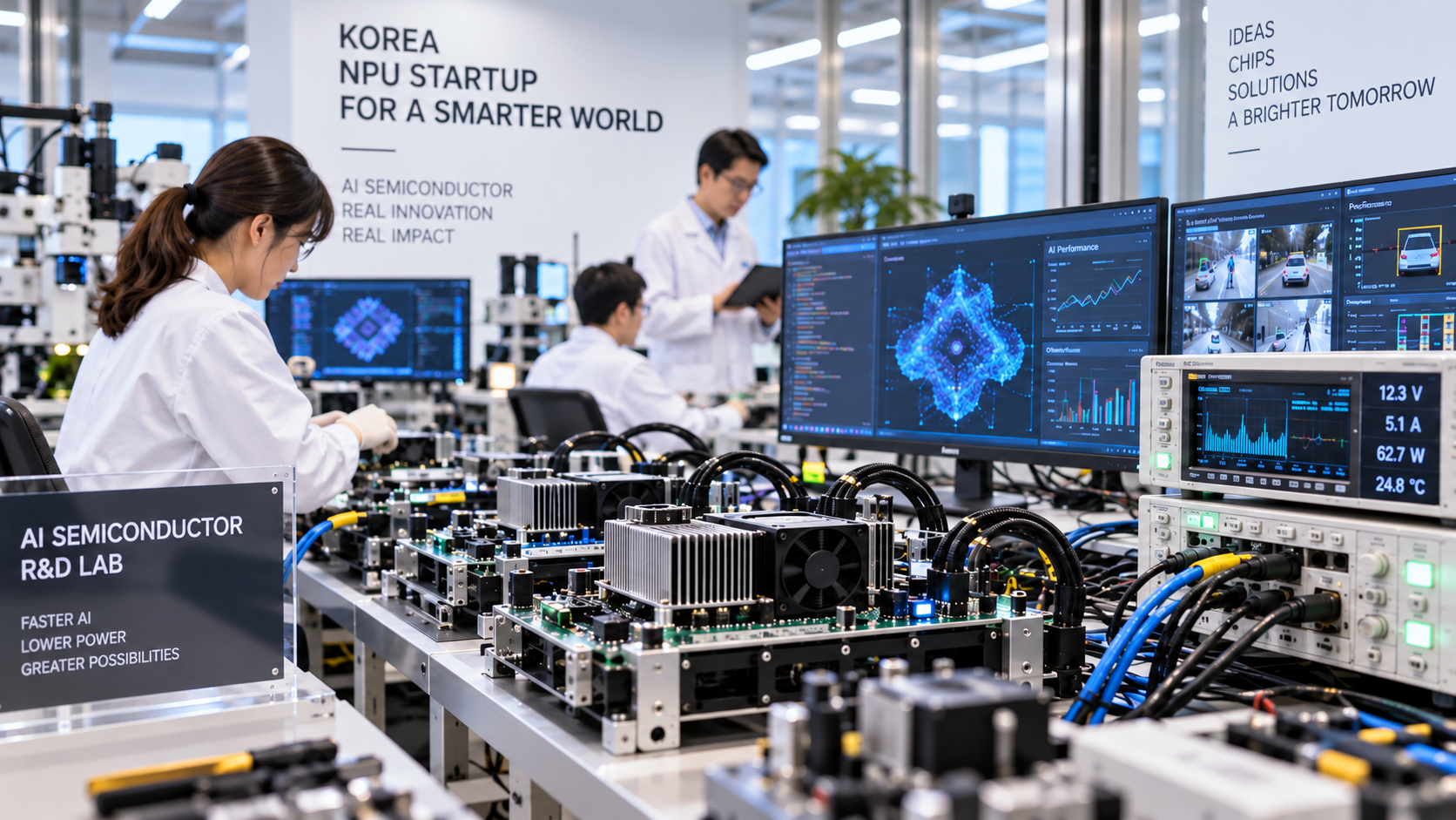 국내 AI 반도체 스타트업 NPU 성능 검증 현장을 AI로 생성한 이미지